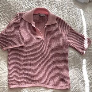 ZARA Pink Knit Polo Shirt Size S-M